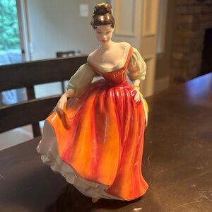 Fair Lady Figurine DOULTON China in Red and Orange Dress